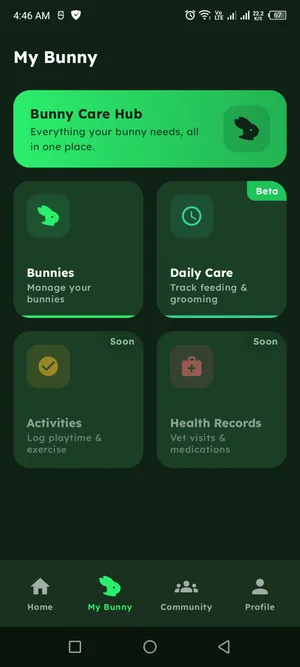 Rabbit Care App - Bunny Profile Screen