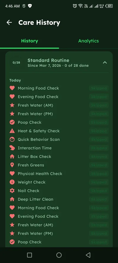 Rabbit Care App - Settings and Reminders Screen